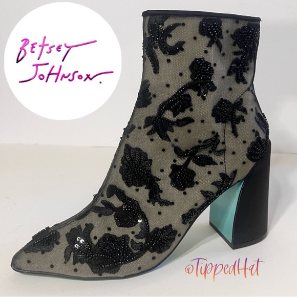 Betsey Johnson Shoes - NWOB $169 Betsey Johnson Beaded Mesh Booties